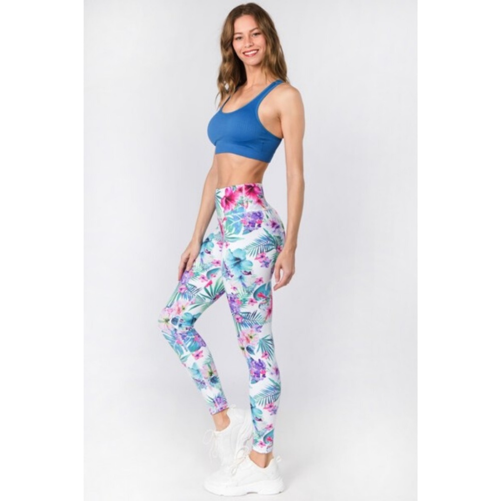 Active High Rise Tropical Floral Printed Leggings - Picture 3 of 6
